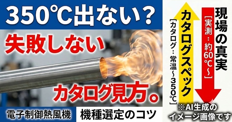 スイデン製ホットドライヤーの熱風温度が上がらない原因とカタログスペックの正しい読み方