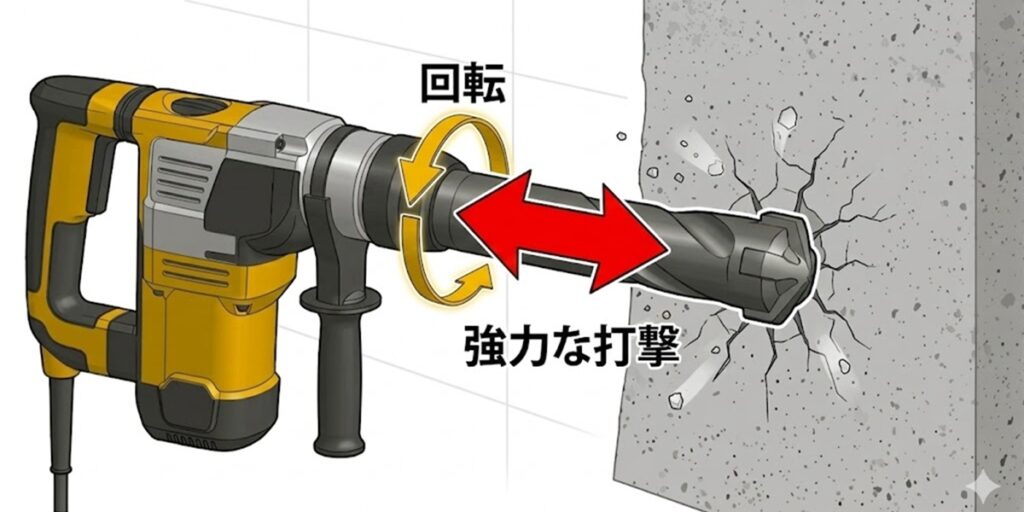 ハンマードリルの仕組み図解