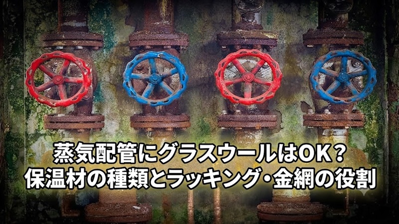 蒸気配管の保温施工：グラスウールとラッキング・金網の役割（錆びたバルブの現状）