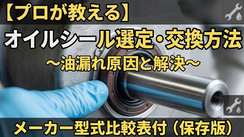 減速機でオイルシールを選定・交換している様子とメーカー型式比較表のアイキャッチ画像