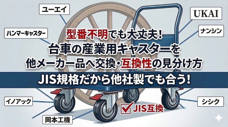 JIS規格に基づく産業用キャスターの互換性と選び方：メーカーが異なっても交換できる理由と注意点
