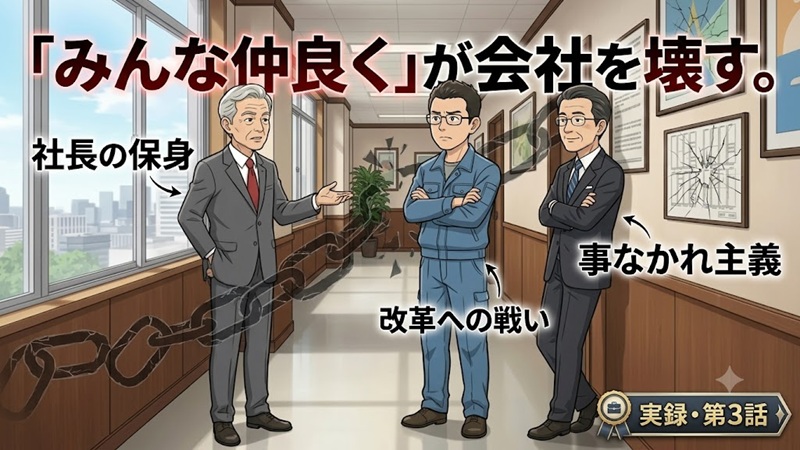 オフィスで孤立し、経営陣の保身と事なかれ主義に抗う営業部長候補の主人公（第3話）
